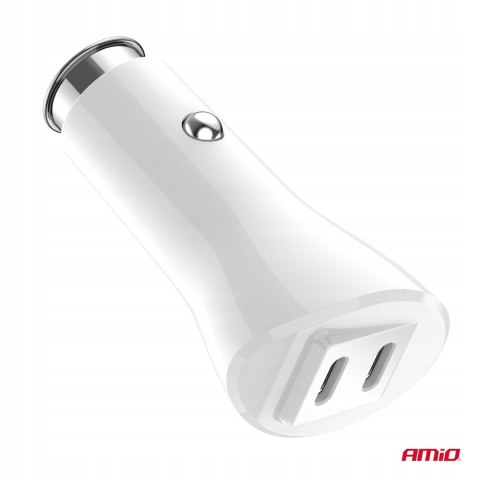 Ładowarka samochodowa do auta samochodu 2x USB-C 40W AMIO-03884 Ładowarka samochodowa do auta samochodu 2x USB-C 40W AMIO-03884