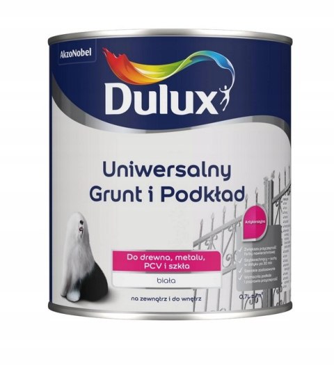 Dulux Uniwersalny Grunt i podkład Antykorozyjnydo metalu, drewna 0,7L Biały Dulux Uniwersalny Grunt i podkład Antykorozyjnydo metalu, drewna 0,7L Biały