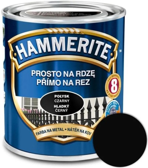 Farba na rdzę Hammerite czarny połysk 2,5 l Farba na rdzę Hammerite czarny połysk 2,5 l