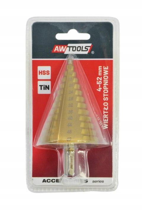 Wiertło stopniowe proste 4 - 52 mm HSS TiN AWTOOLS Wiertło stopniowe proste 4 - 52 mm HSS TiN AWTOOLS