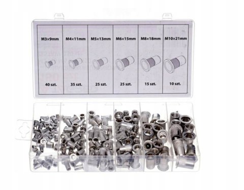 NITONAKRĘTKI ALUMINIOWE 150 SZT M3-M10 NITONAKRĘTKI ALUMINIOWE 150 SZT M3-M10