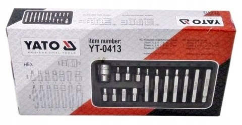 Końcówki wkrętakowe hex, kpl. 15 szt. YATO Końcówki wkrętakowe hex, kpl. 15 szt. YATO