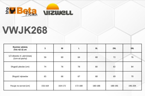 Kurtka ostrzegawcza pomarańcz Vizwell VWJK268OG Kurtka ostrzegawcza pomarańcz Vizwell VWJK268OG