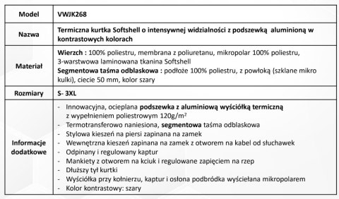 Kurtka ostrzegawcza pomarańcz Vizwell VWJK268OG Kurtka ostrzegawcza pomarańcz Vizwell VWJK268OG