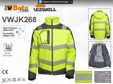 Kurtka ostrzegawcza pomarańcz Vizwell VWJK268OG Kurtka ostrzegawcza pomarańcz Vizwell VWJK268OG
