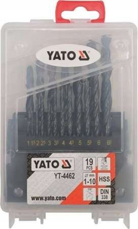 Wiertła do metalu hss, 1-10 mm, kpl. 19 szt. YATO Wiertła do metalu hss, 1-10 mm, kpl. 19 szt. YATO