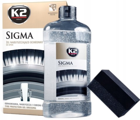K2 SIGMA ŻEL NABŁYSZCZJĄCO OCHRONNY DO OPON 500ML + GĄBKA K2 SIGMA ŻEL NABŁYSZCZJĄCO OCHRONNY DO OPON 500ML + GĄBKA