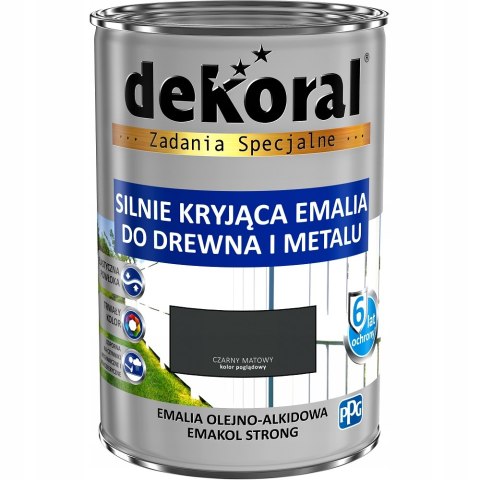 Farba olejno-ftalowa do drewna Dekoral 0,9 l CZARNY mat Farba olejno-ftalowa do drewna Dekoral 0,9 l CZARNY mat