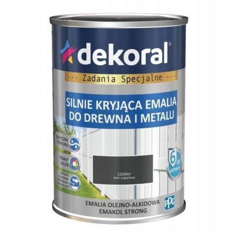 Farba olejno-ftalowa do drewna Dekoral 0,9 l CZARNY mat Farba olejno-ftalowa do drewna Dekoral 0,9 l CZARNY mat