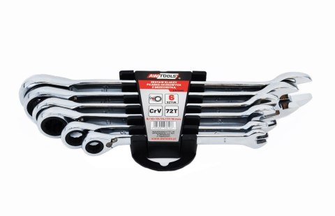 AWTOOLS KLUCZE PŁASKO-OCZKOWE Z GRZECHOTKĄ KOMPLET 6 szt. 8-19mm AWTOOLS KLUCZE PŁASKO-OCZKOWE Z GRZECHOTKĄ KOMPLET 6 szt. 8-19mm