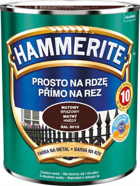 HAMMERITE FARBA NA RDZĘ MATOWY BRĄZOWY 0,7L HAMMERITE FARBA NA RDZĘ MATOWY BRĄZOWY 0,7L
