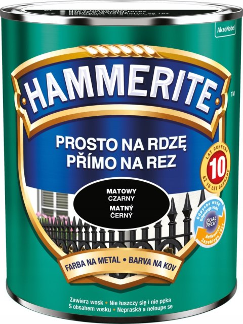 HAMMERITE FARBA NA RDZĘ MATOWY CZARNY 0,7L