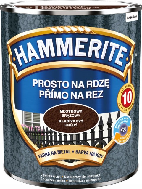 HAMMERITE FARBA NA RDZĘ MŁOTKOWY BRĄZOWY 0,7L HAMMERITE FARBA NA RDZĘ MŁOTKOWY BRĄZOWY 0,7L