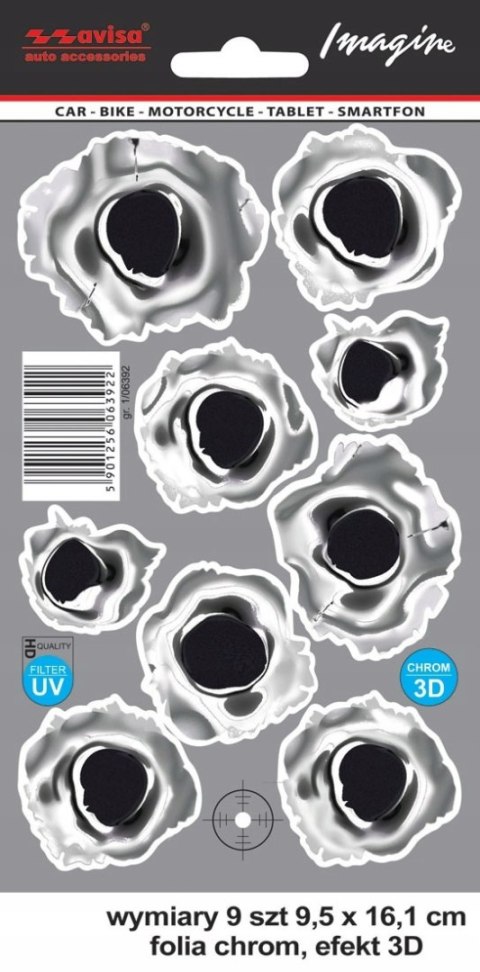 Naklejka na samochód ŚLADY PO KULACH 3D CHROM UV Avisa