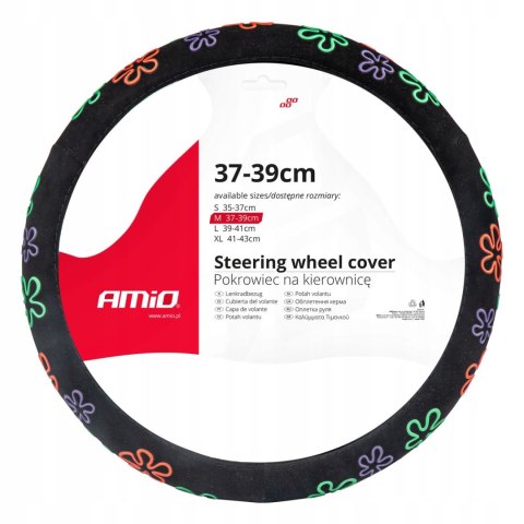 AMiO POKROWIEC NA KIEROWNICE KWIATKI 37-39CM